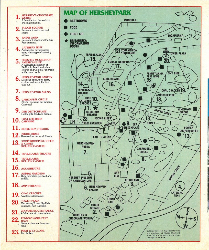 1980 Hersheypark map