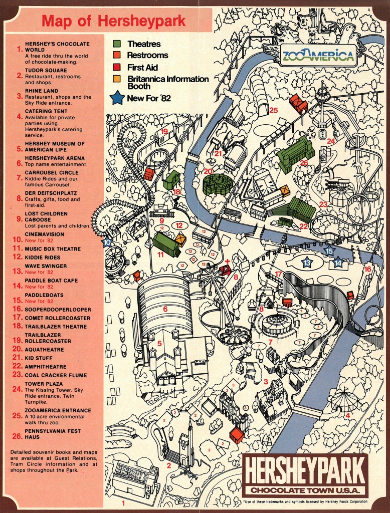 1982 Hersheypark map
