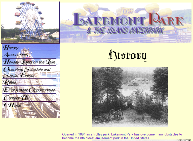 A historical image of Lakemont Park showcasing a vintage scene with a wagon in a natural landscape.