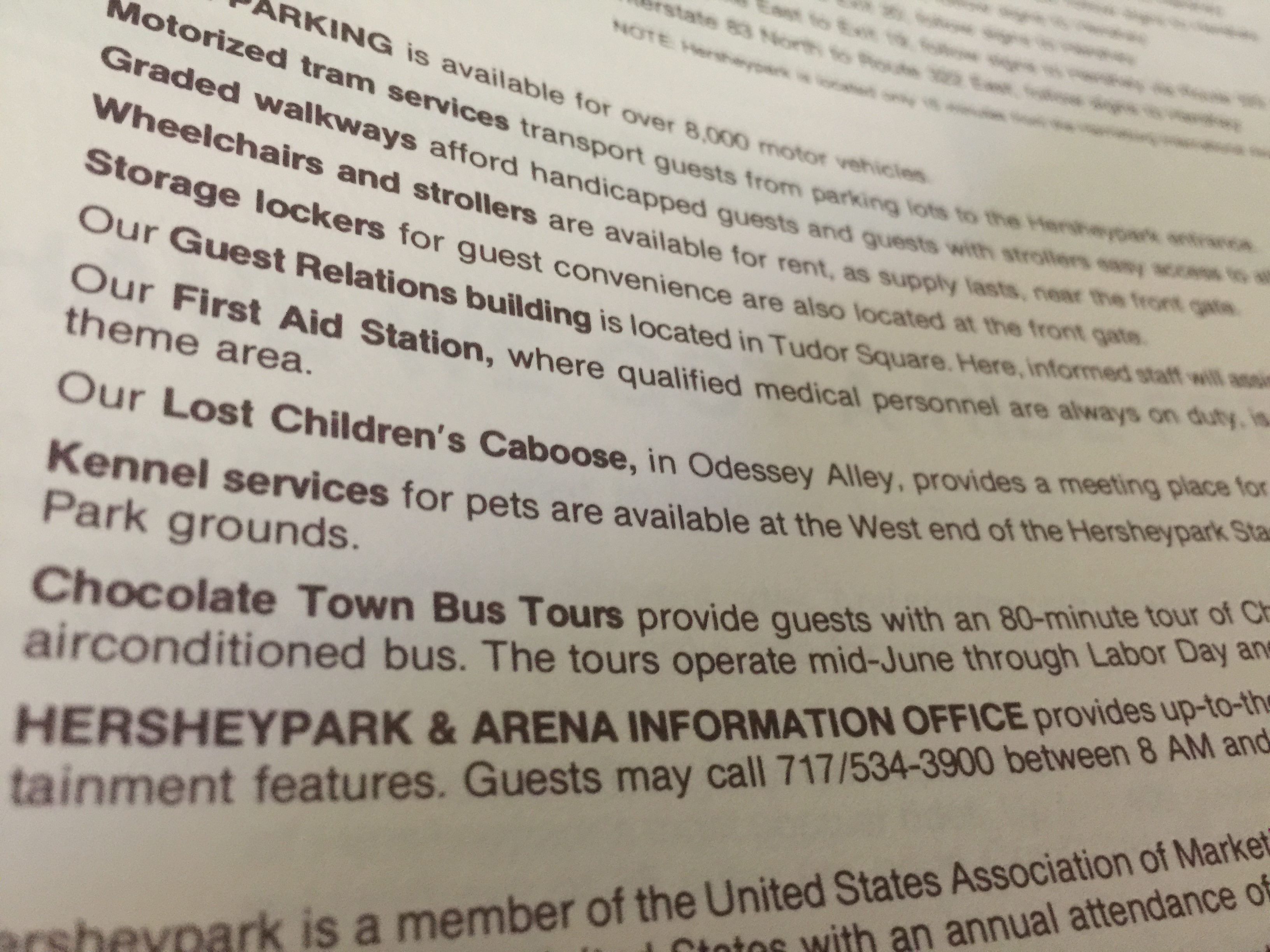 1983 Hersheypark Press Kit Amenities