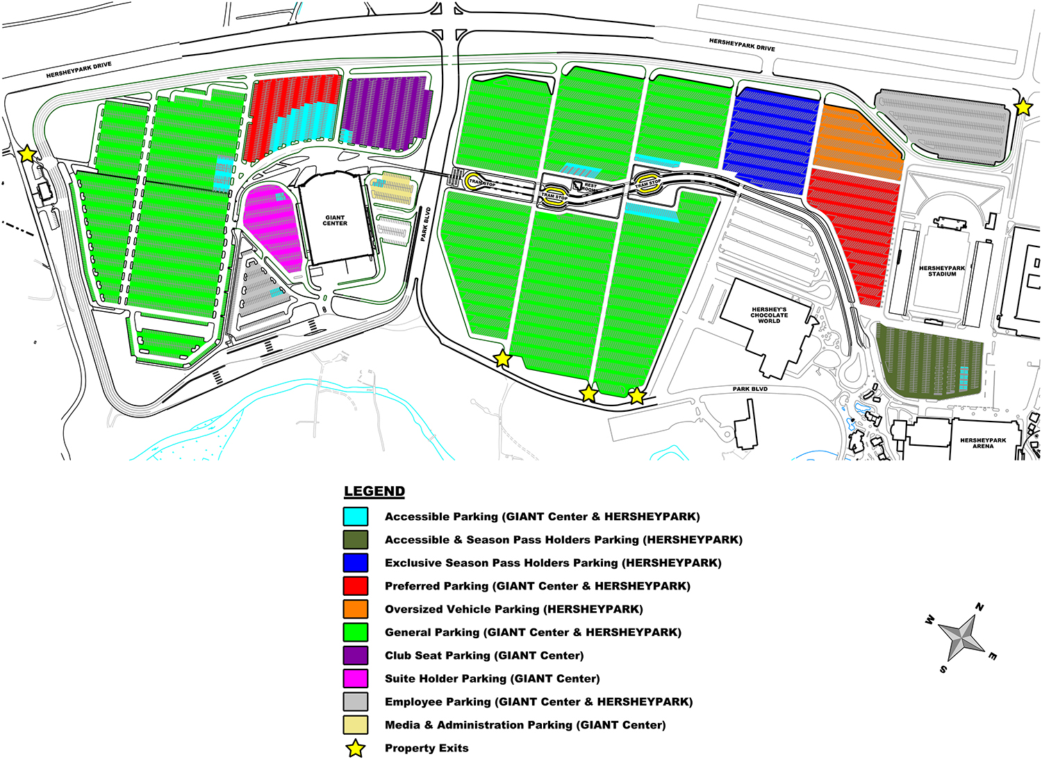Hershey Entertainment Complex facility parking maps The Amusement