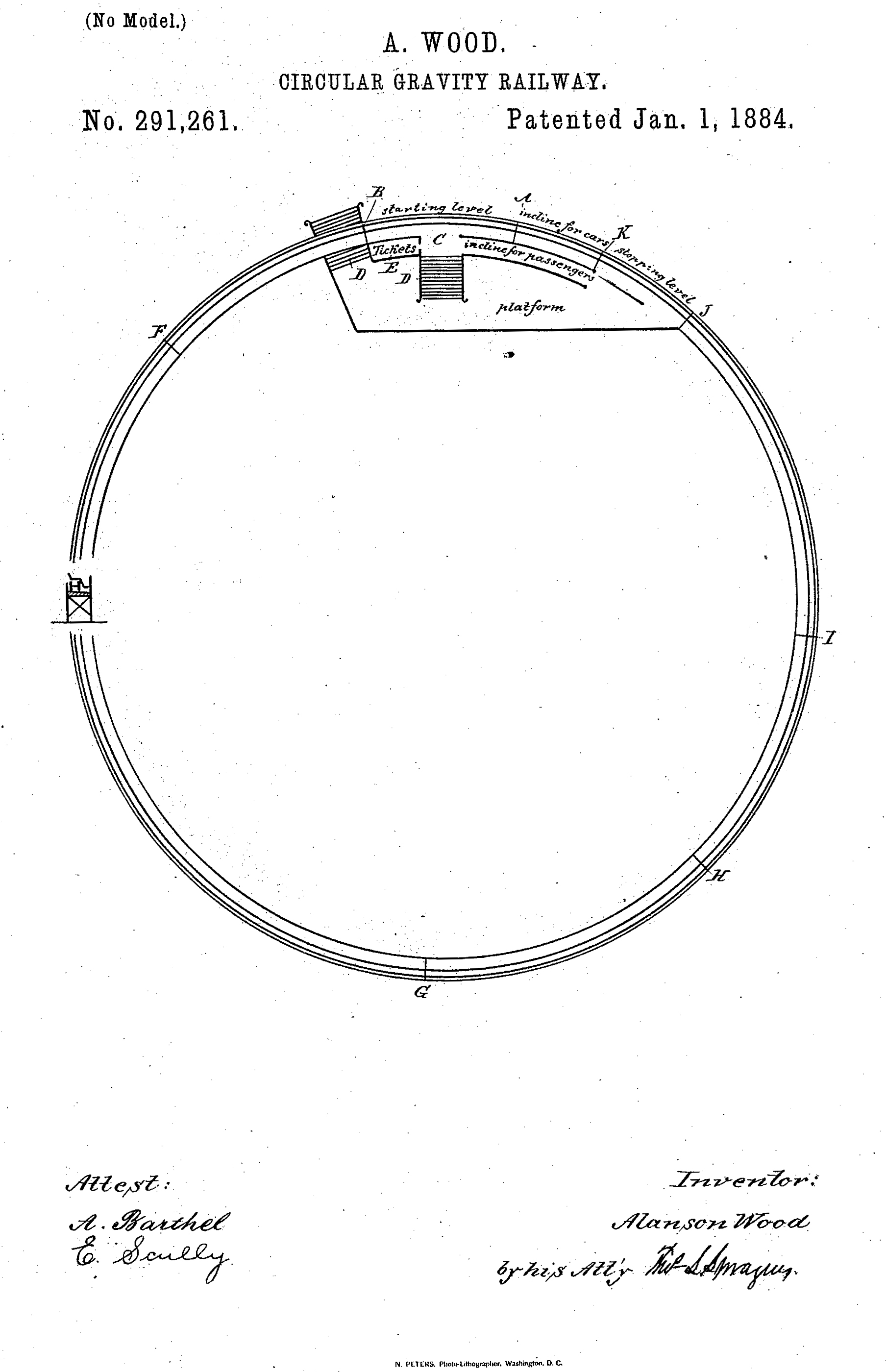 US 291261 - Circular Gravity Railway [Wood, Alanson]