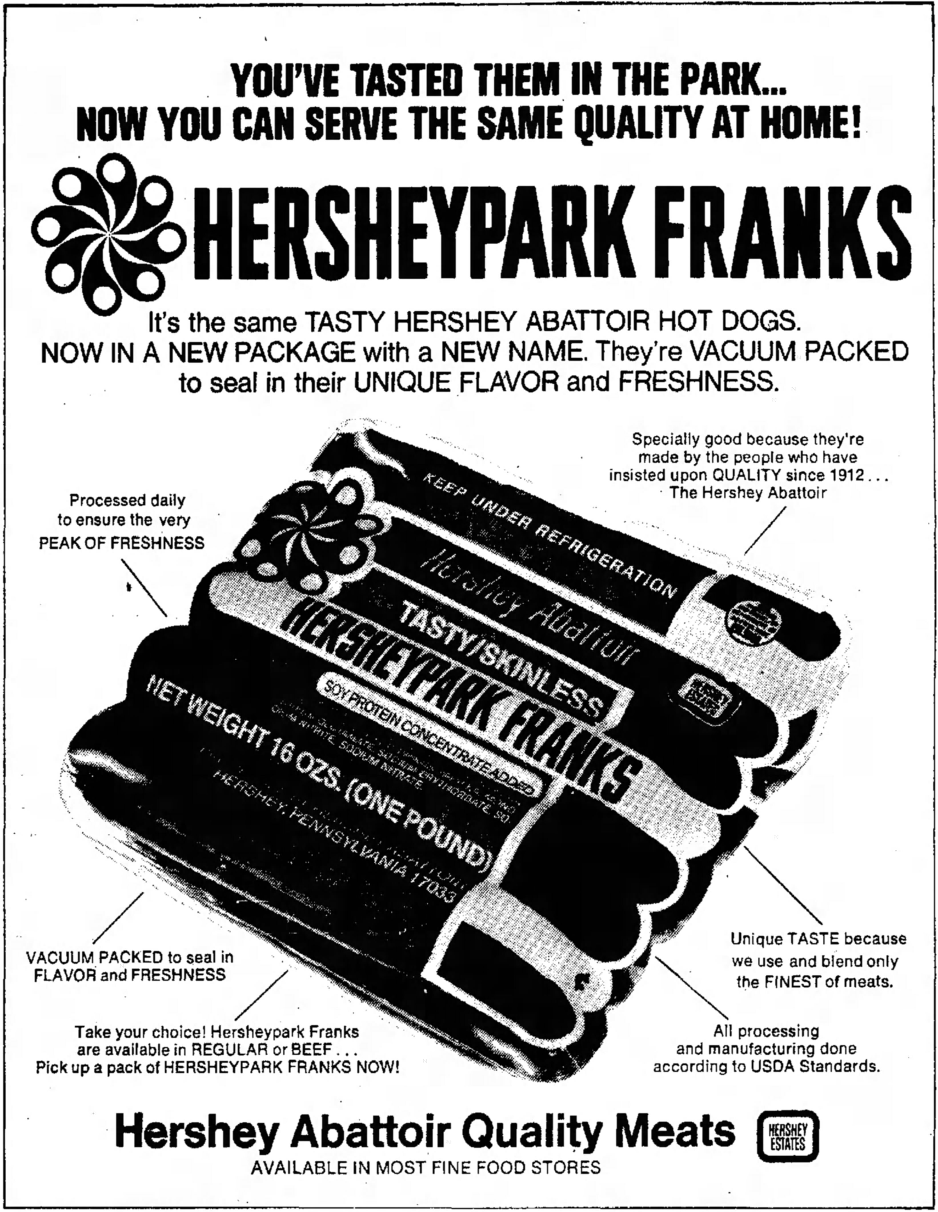 Hershey Abattoir Hersheypark Franks advert