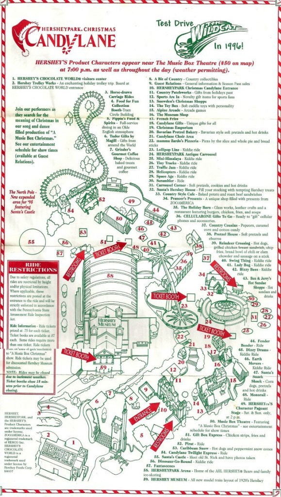 1995 Hersheypark Christmas Candylane map