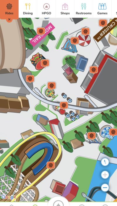 Hersheypark mobile app map, 2026